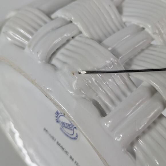 Handmade Italian Fused Glass Christmas Basket Veitri White Centerpiece Holiday - Picture 14 of 16